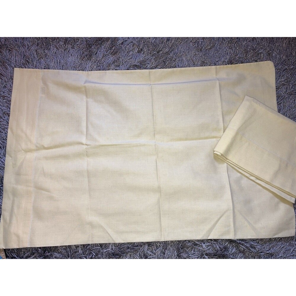 2 Vintage Pale Yellow Pillowcases Sears Roebuck Co PermaPrest Pillow Case